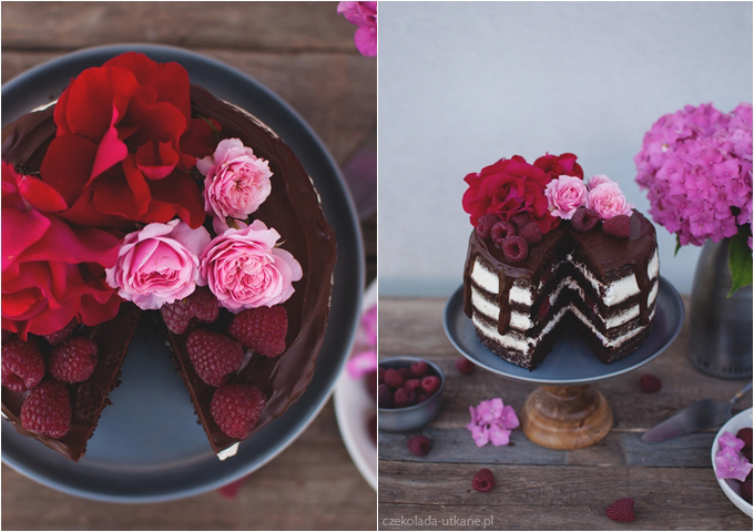 Rustykalny Tort Czekoladowy Z Kremem Twaro Kowym I Malinami Naked Cake